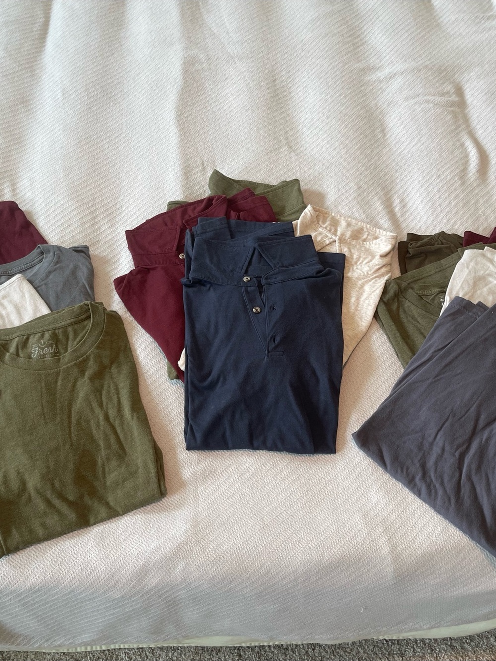 14!! Fresh Clean Tees Shirts!!! - 4 polos, 5 crew neck & 5 v-neck!! Size Medium!